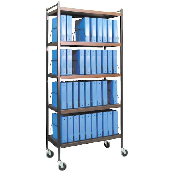 Std Vertical Open Chart Rack 3 Shelves 40 Binder Capacity in Woodgrain